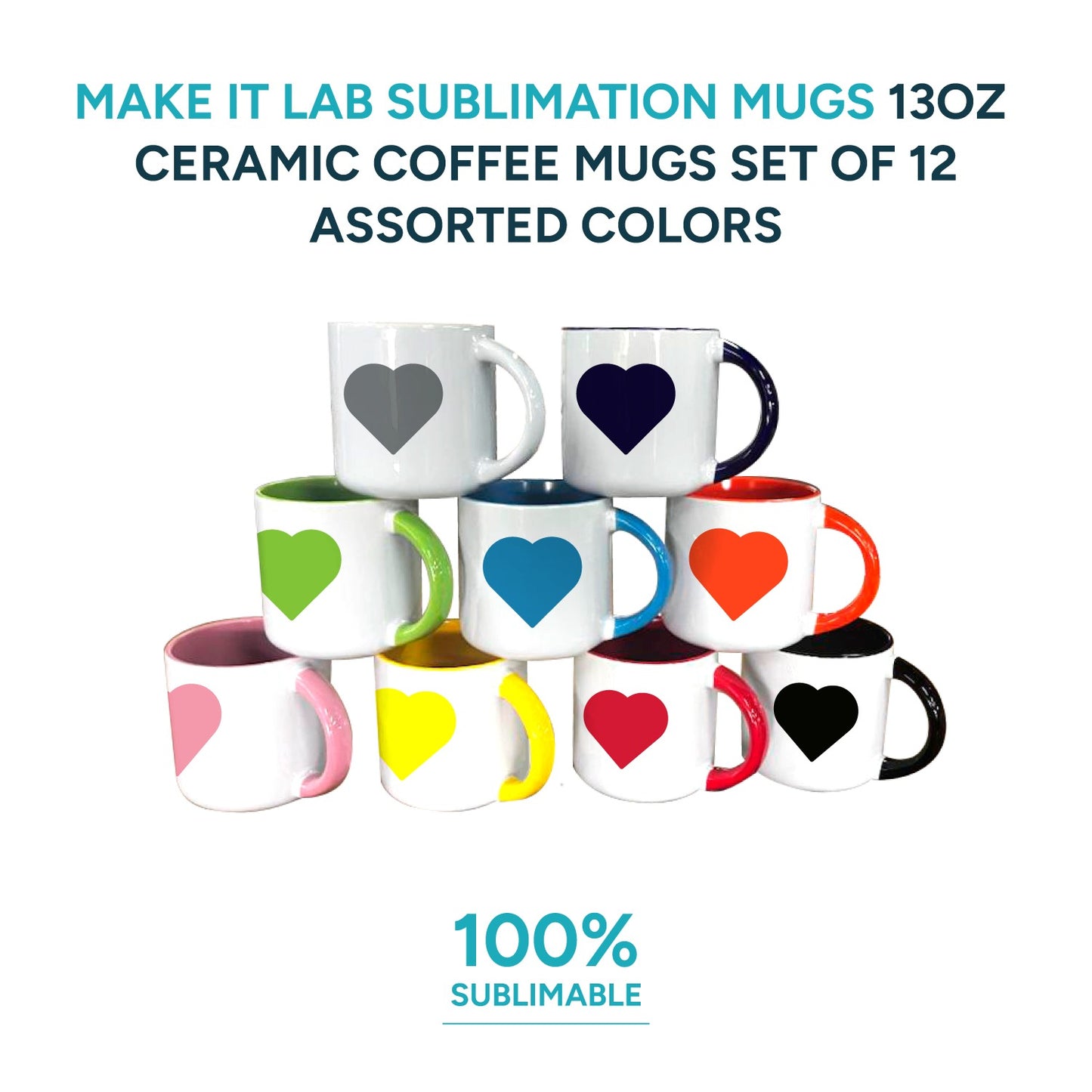 Mugs inside and on handles color for sublimation 11 oz | Choose Inside color and on Handles