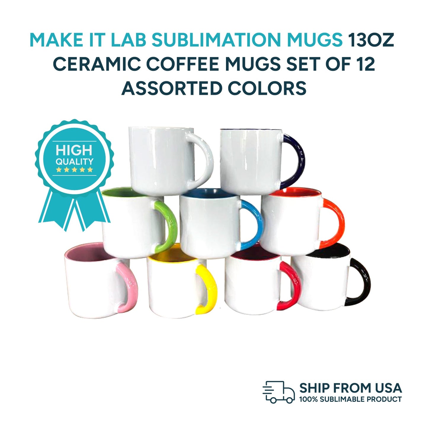 Mugs inside and on handles color for sublimation 11 oz | Choose Inside color and on Handles