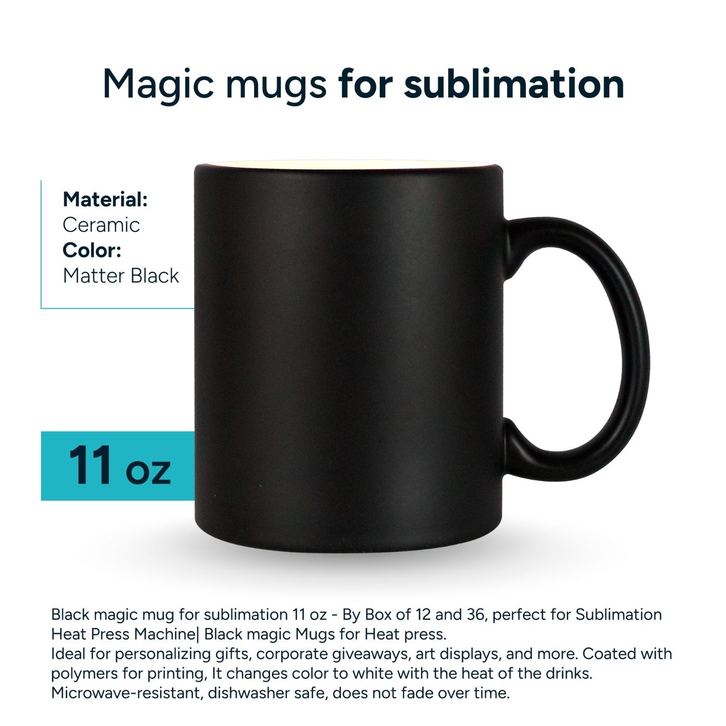 Black magic mug for sublimation 11 oz | Choose Inside Color