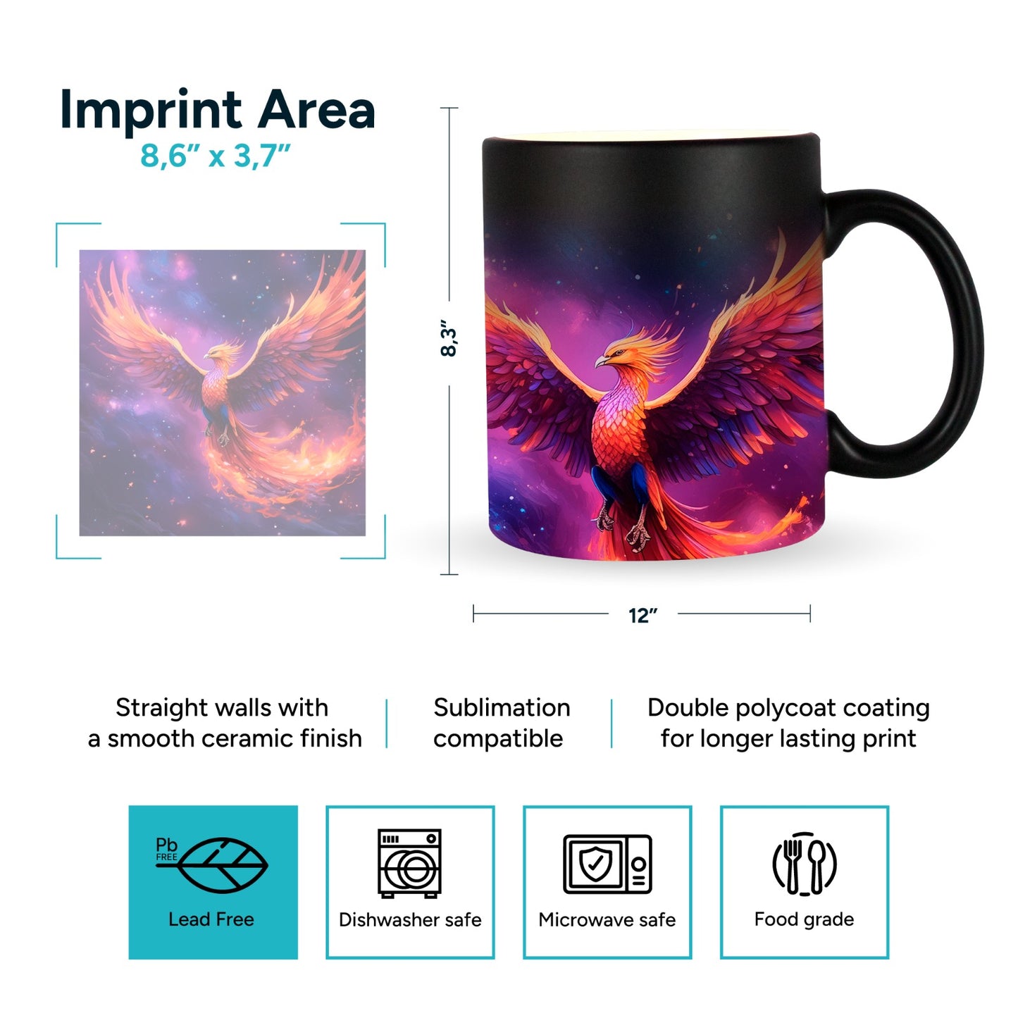 Black magic mug for sublimation 11 oz | Choose Inside Color