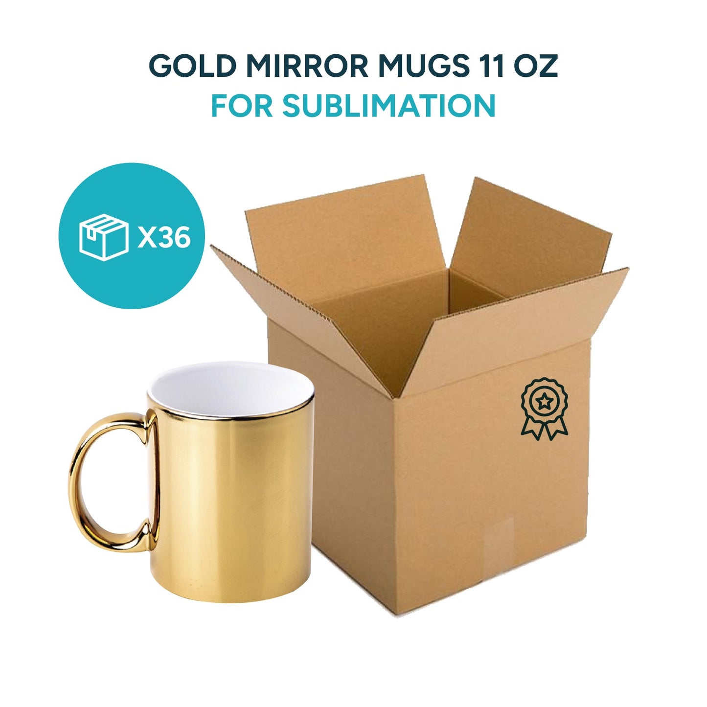 Gold mirror mugs for sublimation 11 oz (box of 12 and 36 units)