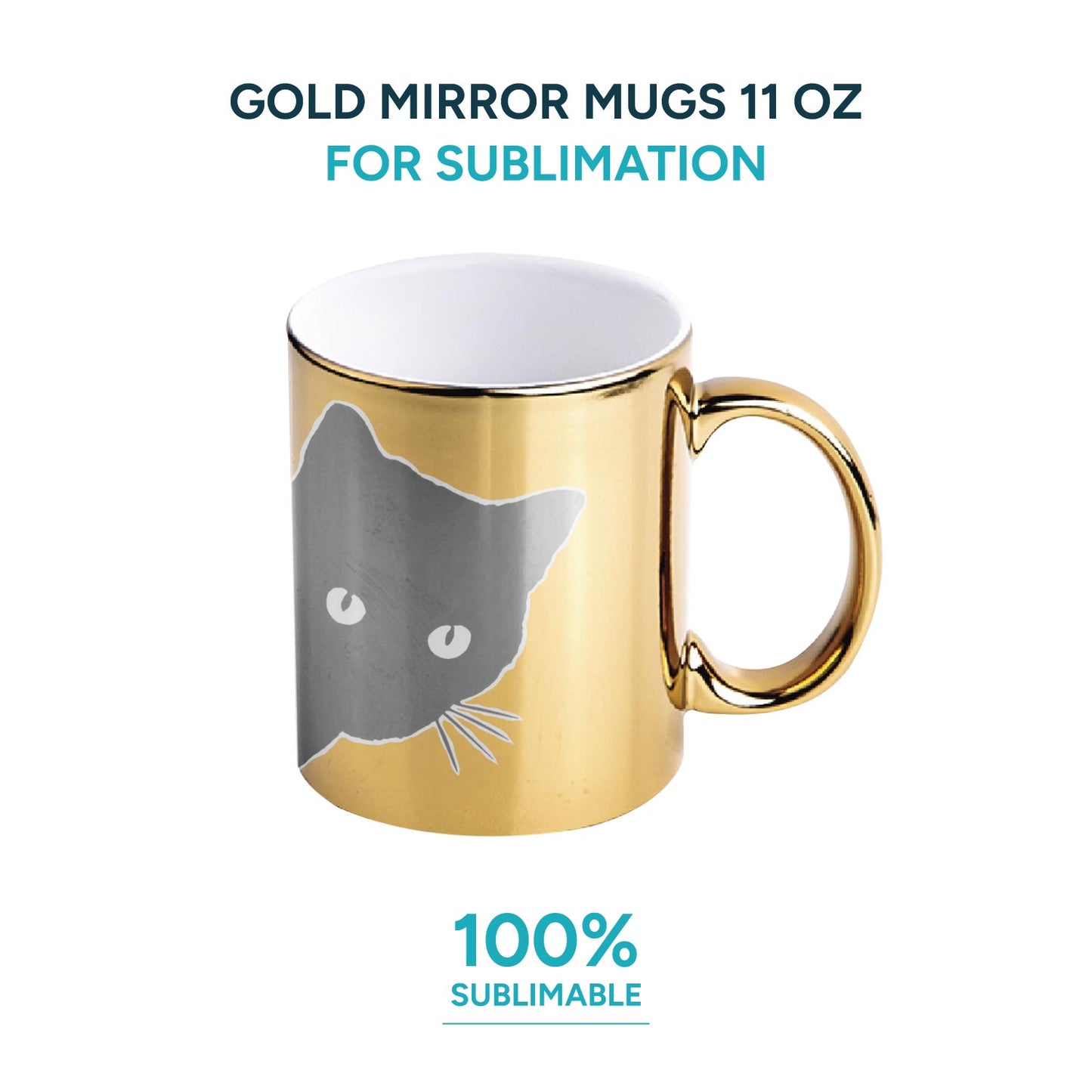 Gold mirror mugs for sublimation 11 oz (box of 12 and 36 units)