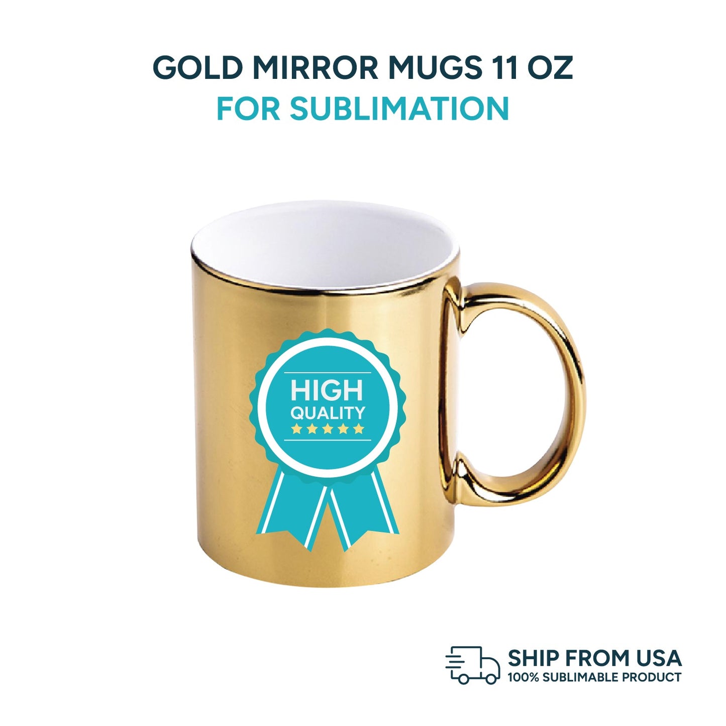 Gold mirror mugs for sublimation 11 oz (box of 12 and 36 units)