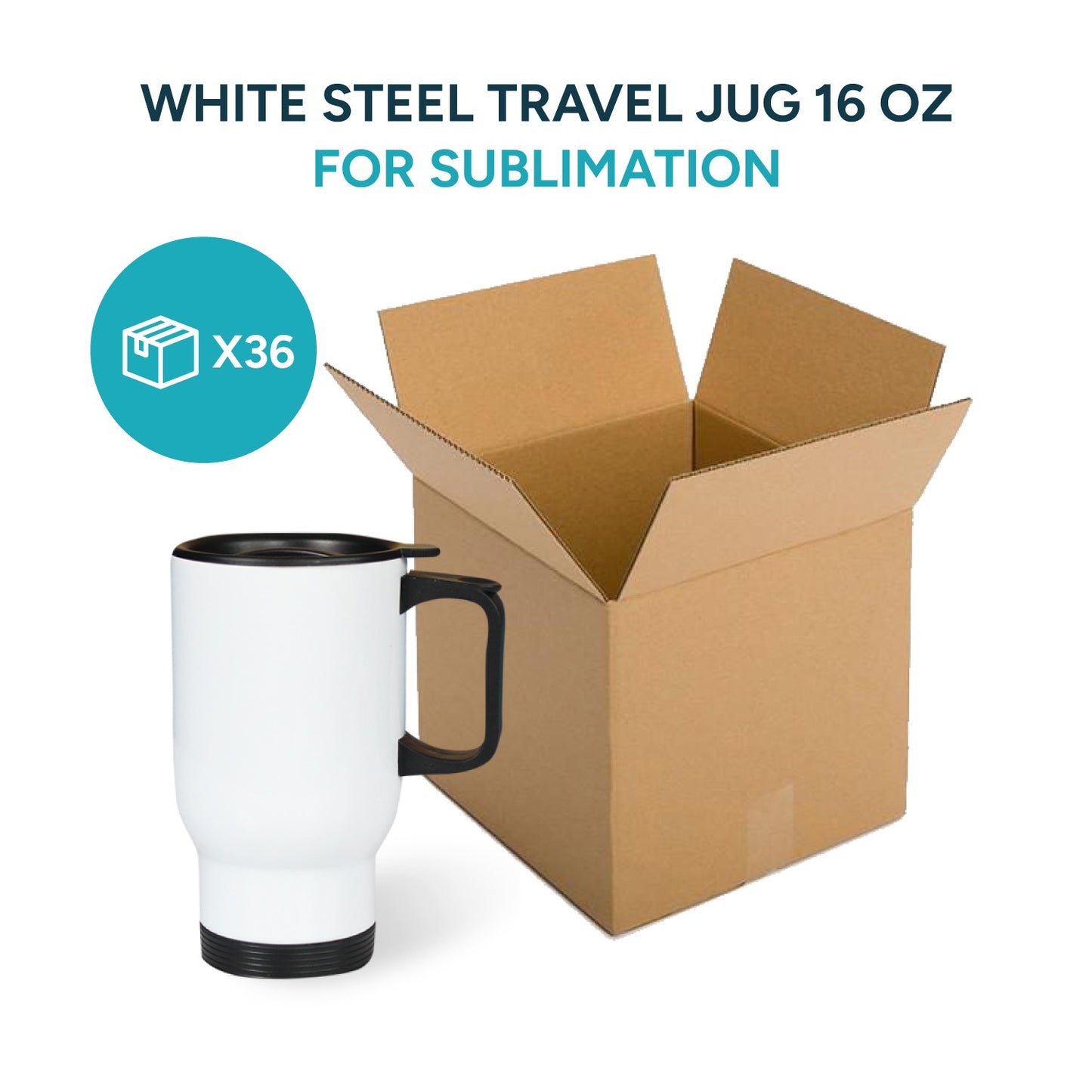 White steel travel jug for sublimation 14 oz