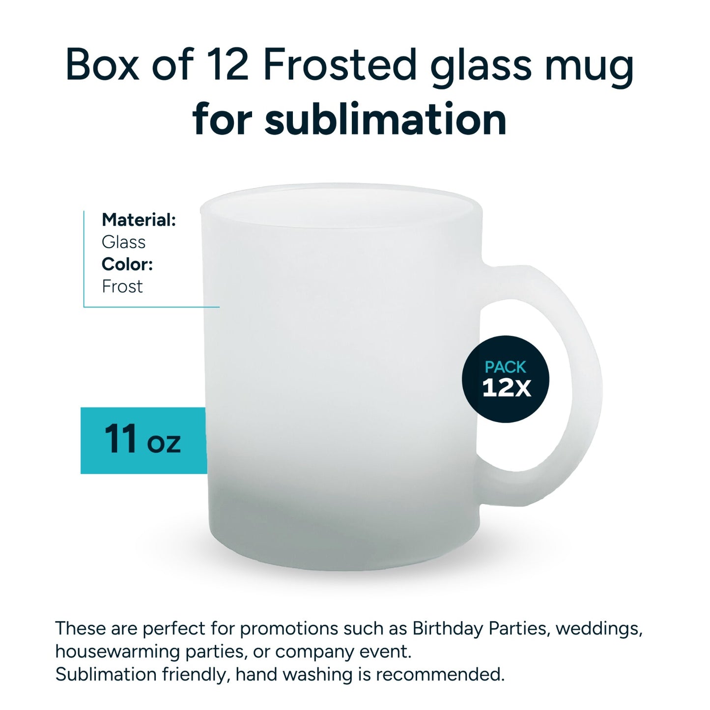 Frosted glass mug for sublimation 11 oz