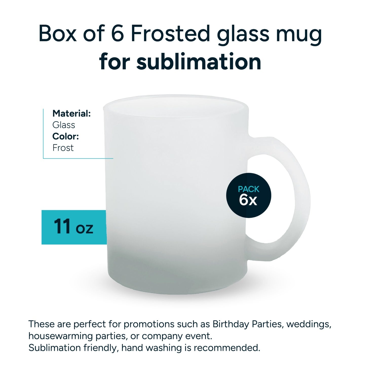 Frosted glass mug for sublimation 11 oz