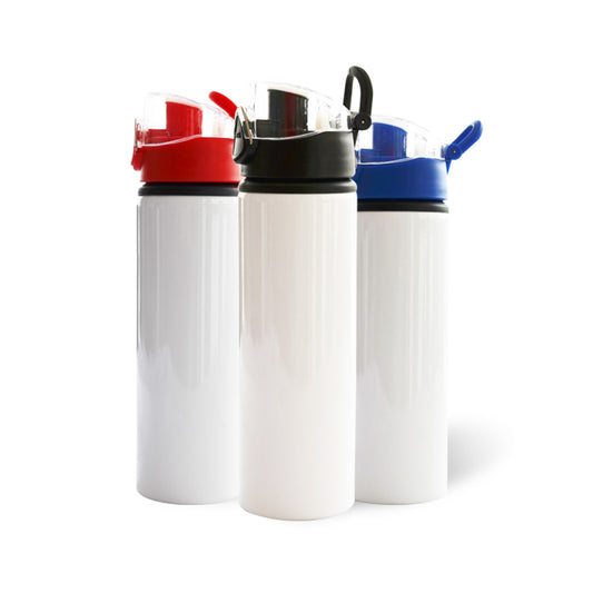 white sports bottle with cap for sublimation