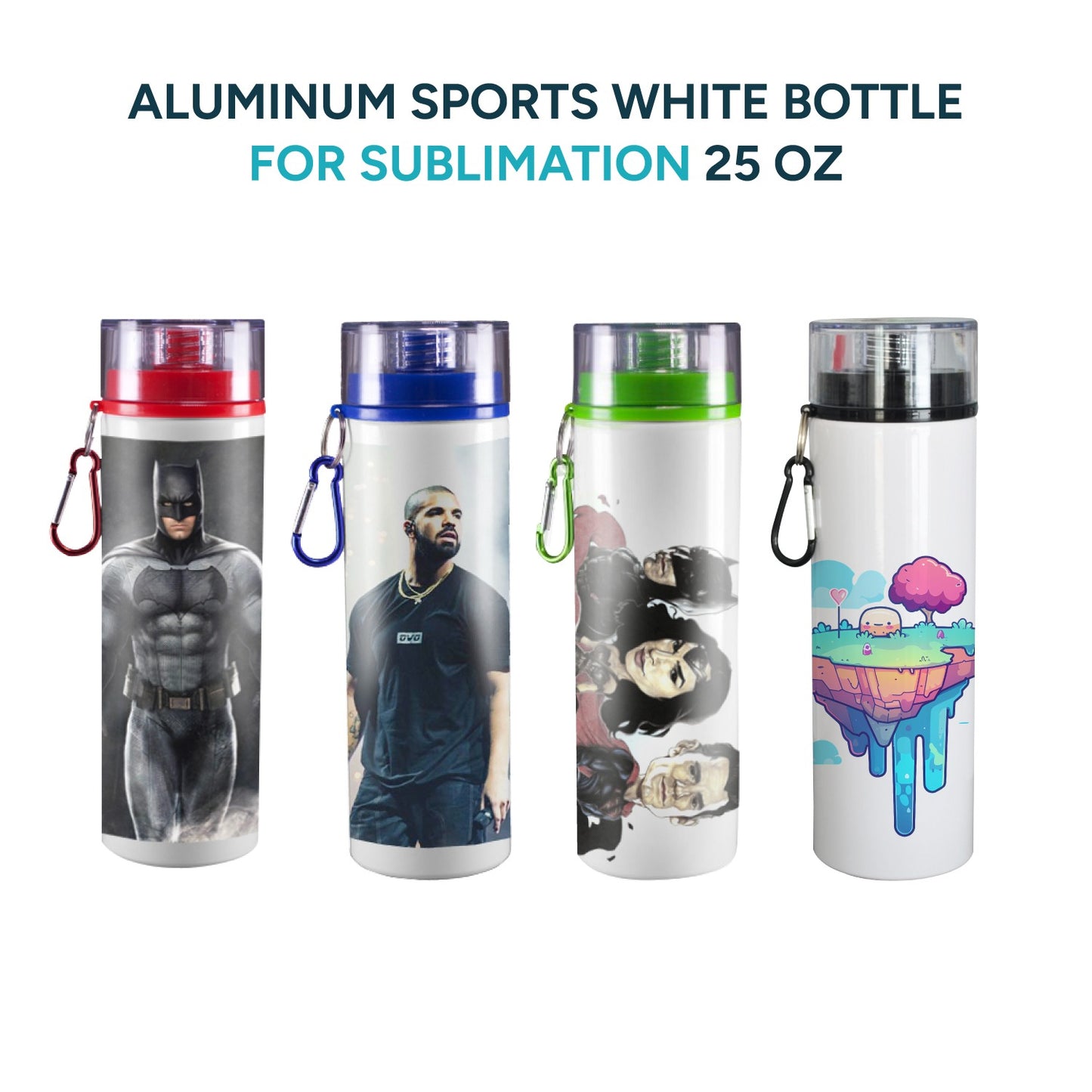 Aluminum sports white bottle for sublimation 25 oz x 6 Units.