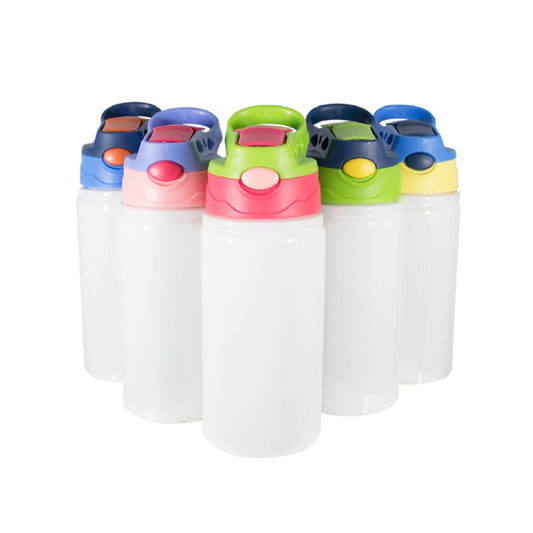 Aluminum Children's Bottle of 500ml - White color with colored lid