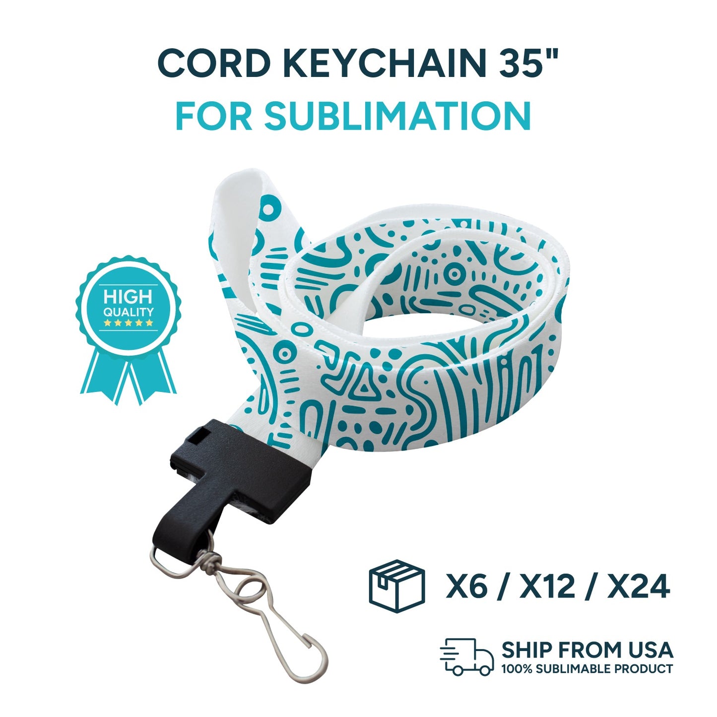 Cord keychain 35" for sublimation (box of 5 and 10 units)