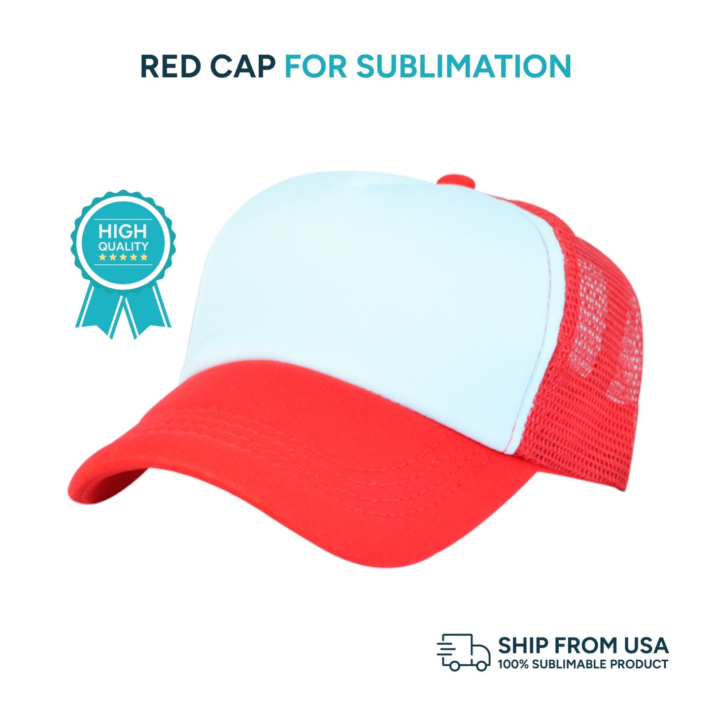 Red Customizable Adult Cap - Perfect for Sublimation Printing