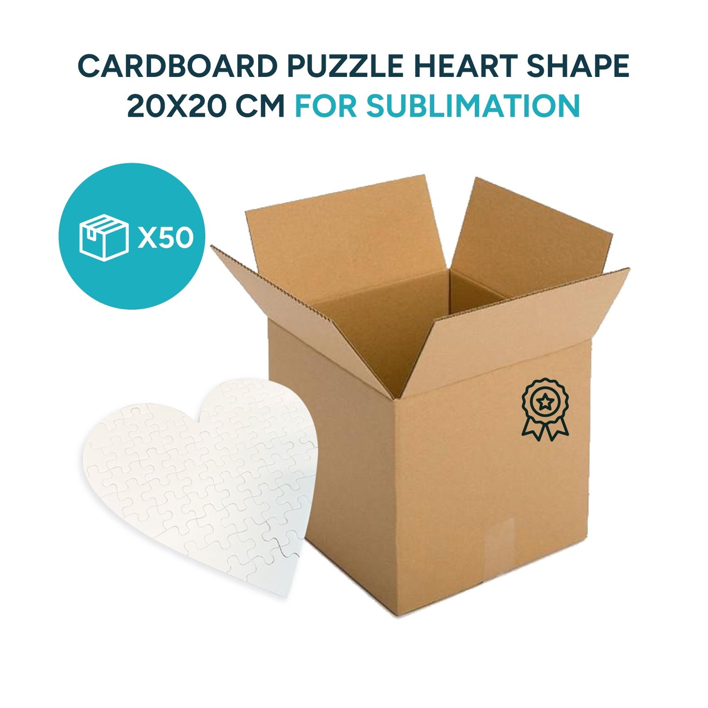 Cardboard puzzle heart shape 20x20 cm for sublimation (box of 10 and 50 units)